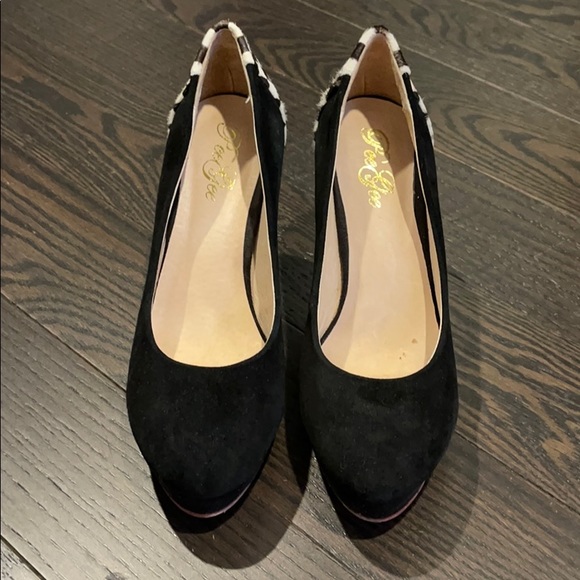 Black White Checker Platform Heels Size 8 - Picture 2 of 4